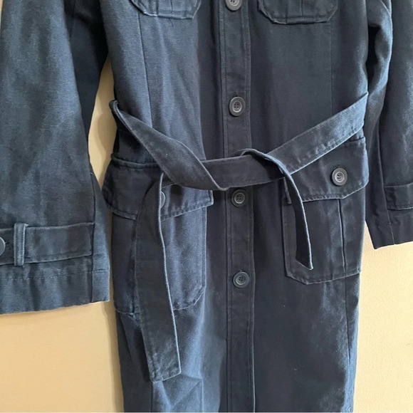 Rossetti Navy blue Trench coat Size UK 14 (US M) pockets tie front cotton - Picture 3 of 10